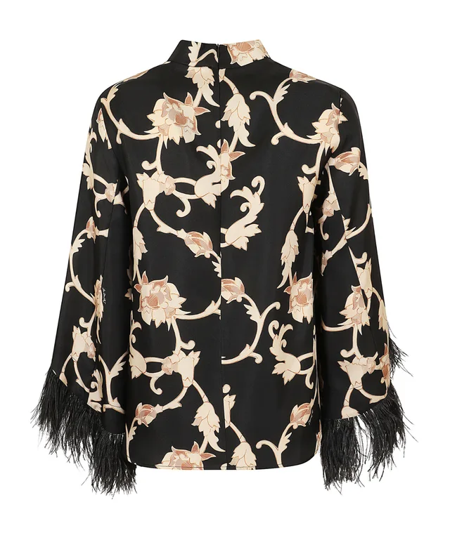 La Double J La Doublej Floral Printed Feather-Cuff Top, photo 2 of 6 from SENSER