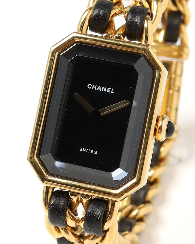 Chanel Première Rock M 20mm Gold-Plated Black Dial Quartz Watch in Black Leather from A Retro Tale, photo 2 of 8