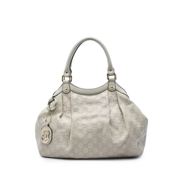 Beige Gucci Medium Guccissima Sukey Tote in Beige Leather from Designer Revival