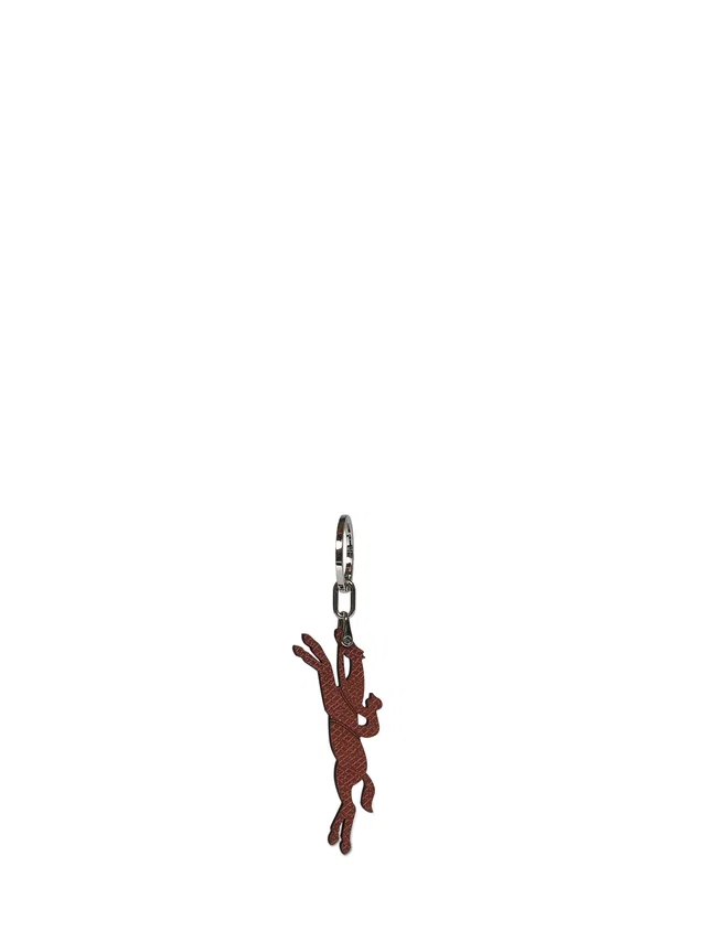 Longchamp Key Charm — Brown Calf Leather Keychains in Brown Calfskin from HEWI