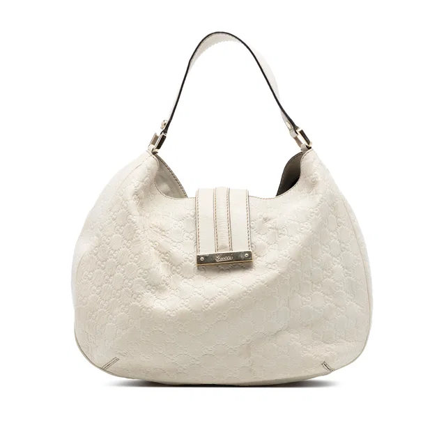 White Gucci Large Guccissima New Ladies Hobo in White Leather from Designer Revival