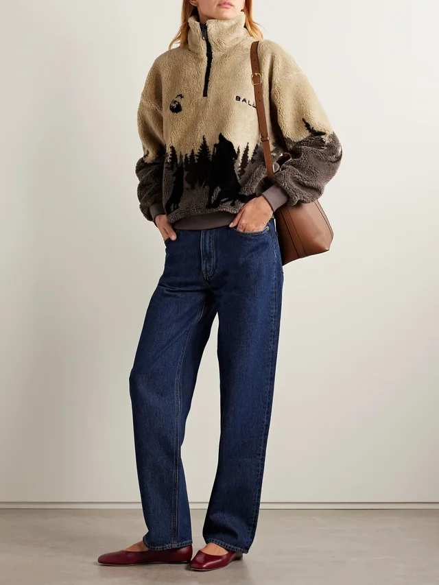 BALLY Printed fleece half-zip jacket in Beige, photo 2 of 2 from NET-A-PORTER (Canada)