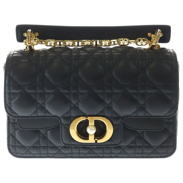 Dior Joli Chain Shoulder Bag Black Leather Gold in Black Leather from The Reluxe