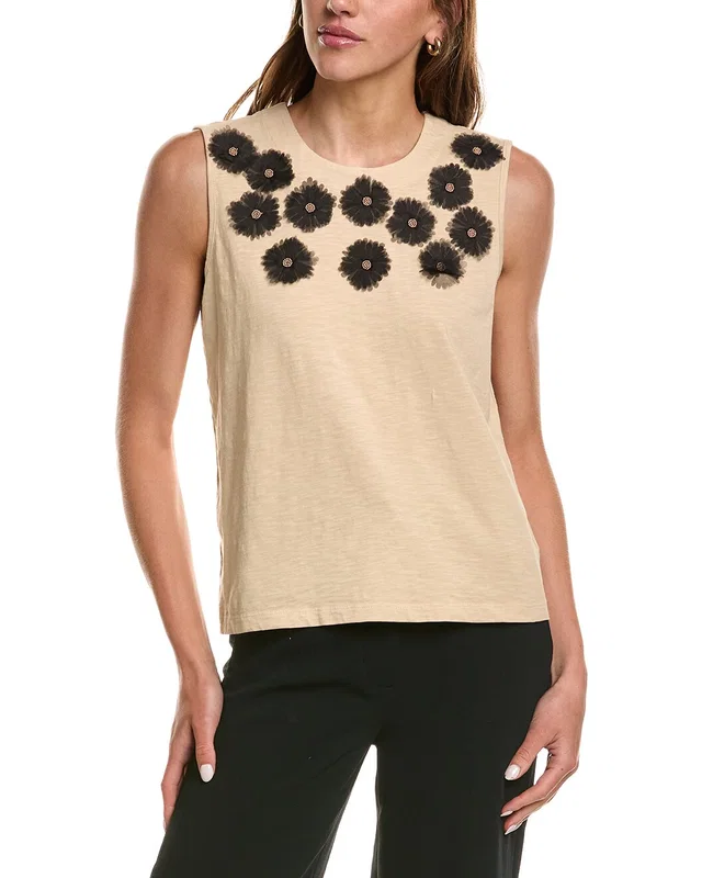 NIC+ZOE Organza Applique Tank, image 1 of 1 from Gilt