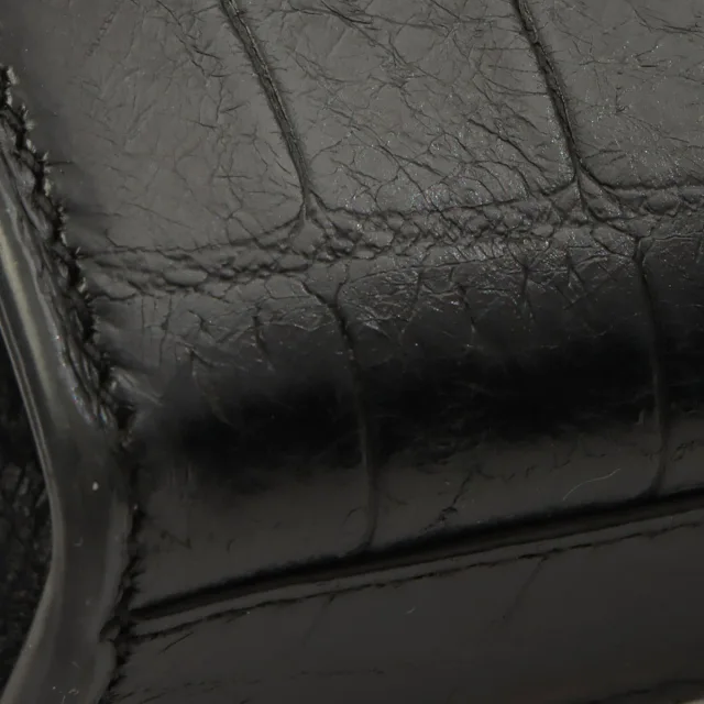 Saint Laurent Croco Embossed Kate Tassel Small Chain Shoulder Bag Black in Black Leather from VINTAGE QOO TOKYO, photo 13 of 14