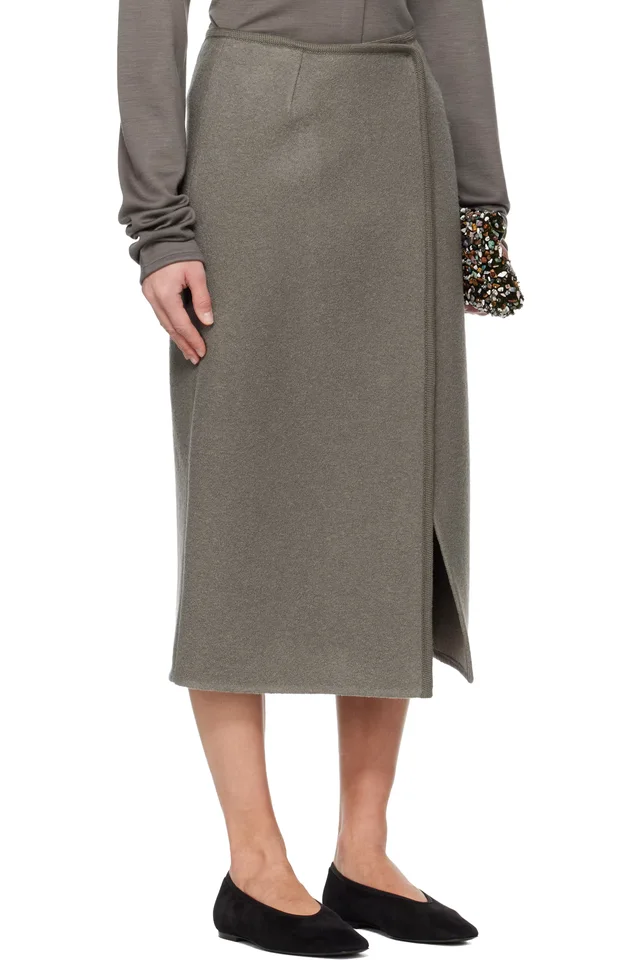 Rier Gray Walker Midi Skirt, photo 2 of 4 from SSENSE