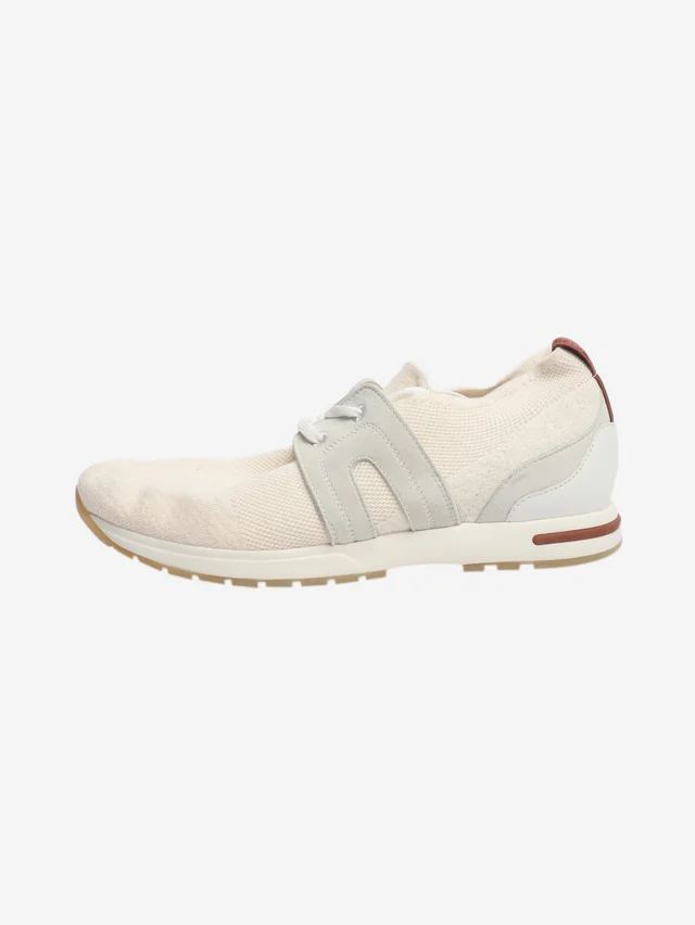 Loro Piana Cream knit trainers - size EU 39 in White Suede from Sign of the Times