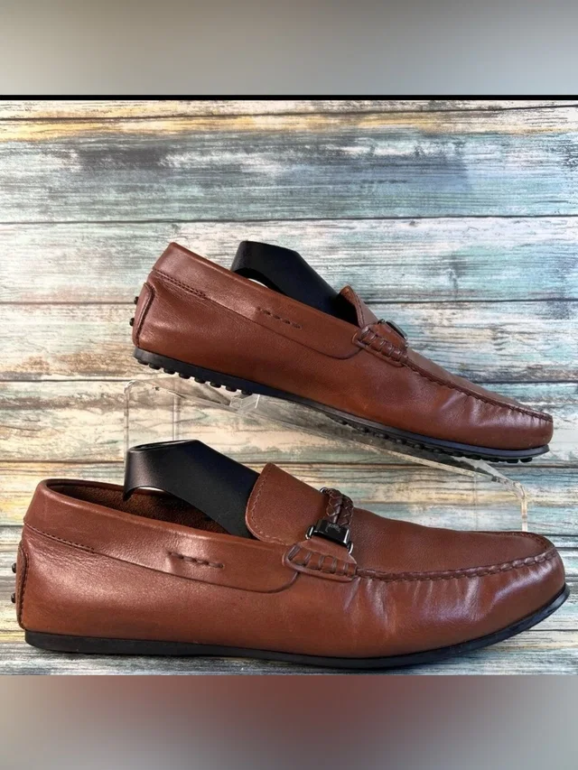 Tod's Mens Horsebit Driving Loafers Us 8.5 Brown Leather Handmade Slip On Shoes in brown|red Leather from Poshmark