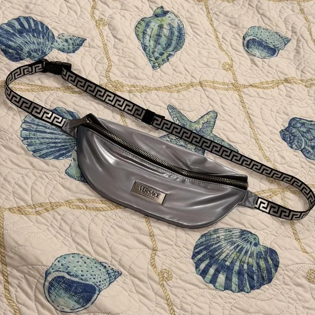 Versace Women's Fanny packs and belt bags - Grey/Silver in gray|silver from Depop, photo 1 of 1