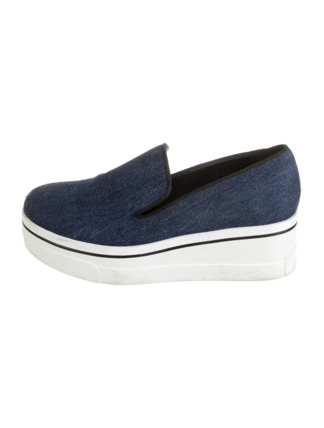 Stella McCartney Denim Grosgrain Trim Loafers in blue|pink Denim from The RealReal