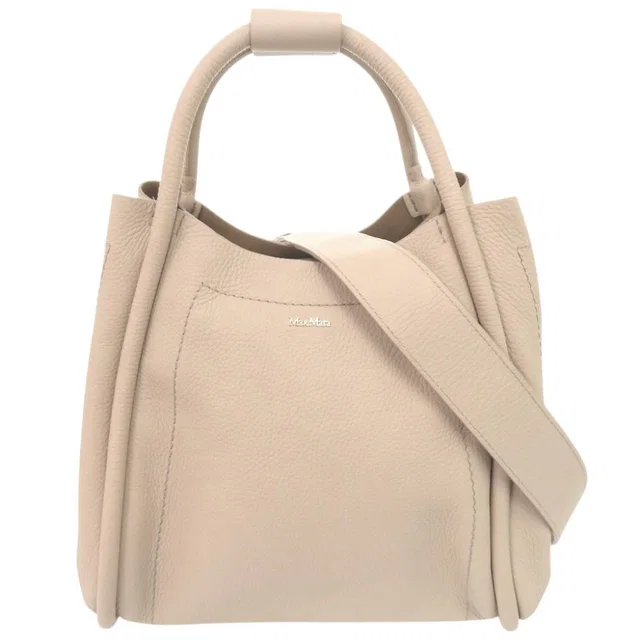 Max Mara Marine Leather Beige 2-Way Shoulder Bag in Beige Leather from The Reluxe