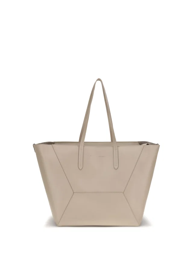 Brunello Cucinelli Calf Leather Tote Bag — Beige Bos Taurus in Beige Calfskin from HEWI