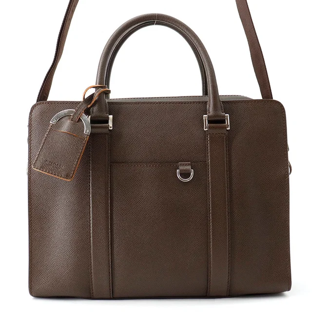 BVLGARI BVLGARI・ Man Briefcase Brown Grained Calf Leather in Brown Calfskin from GALLERY RARE