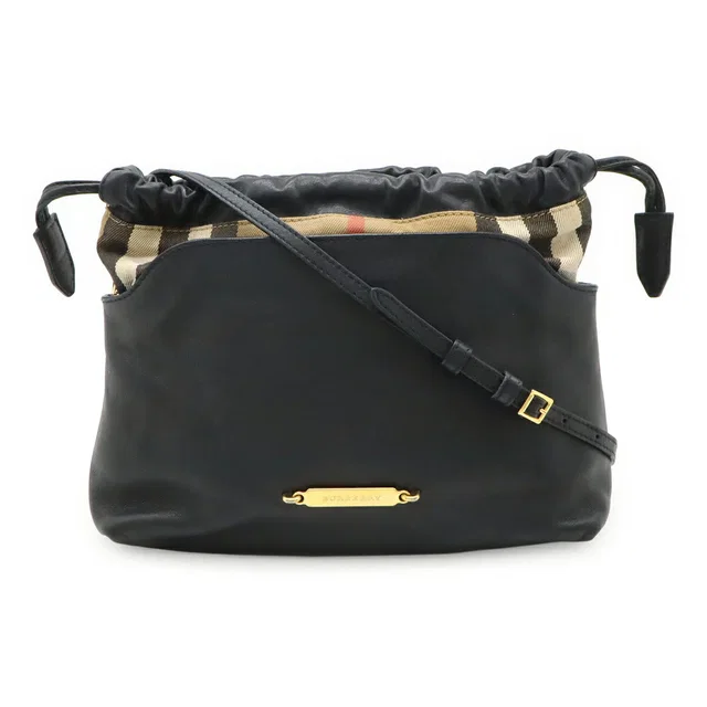 Burberry Check Leather Shoulder Bag in Leather from LuxUness