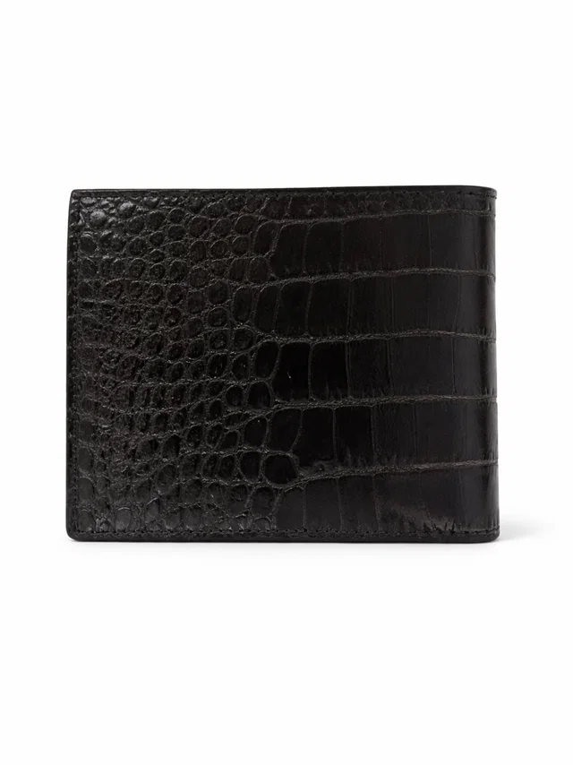 Tom Ford Crocodile-Embossed Calfskin Wallet — Black in Black Calfskin from HEWI