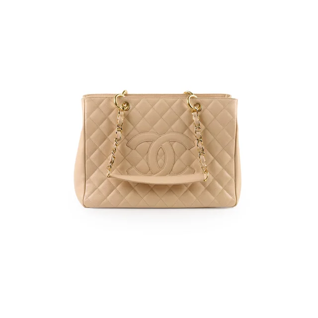 Chanel GST Grand Shopping Tote Beige Caviar GHW in Beige Caviar leather from The Purse Affair