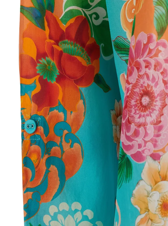 JOHNNY WAS 'The Audrey Button Up Shirt' Multicolor Shirt with Classic Collar and All-Over Floral Motif in silk for Women in Multicolor, photo 6 of 6 from Gaudenzi Boutique