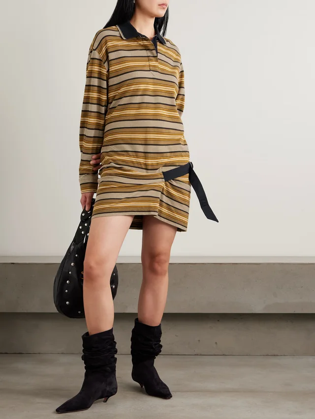 MARANT ÉTOILE Isea gathered buckle-detailed organic cotton-piqué mini dress, photo 2 of 2 from NET-A-PORTER (Canada)