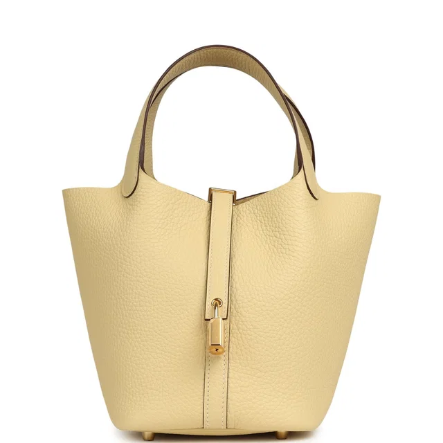 Hermès Picotin Lock 18 Vanille Clemence Gold Hardware in Clemence leather from Madison Avenue Couture