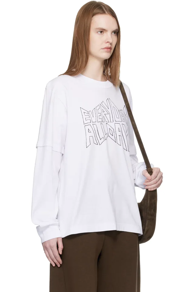 White 'geoff sacai' Print L/S T-shirt, photo 2 of 4 from SSENSE