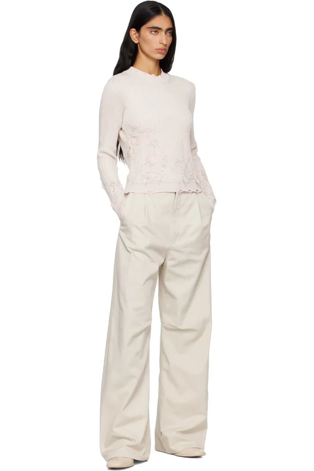 MM6 Maison Margiela Pink Amended Optical Ribs Sweater, photo 4 of 4 from SSENSE