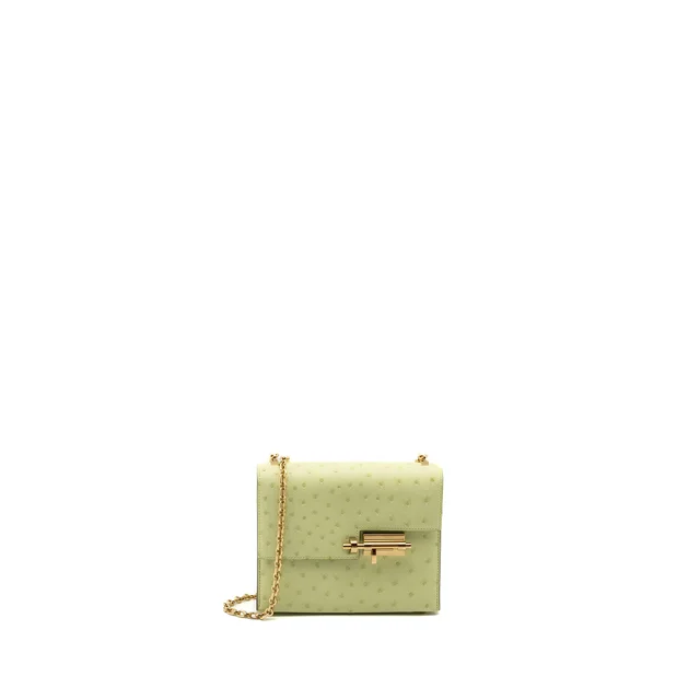 Hermès Mini Verrou Ostrich R9 Jaune Bourgeon GHW Stamp U in Yellow Ostrich from EMIER