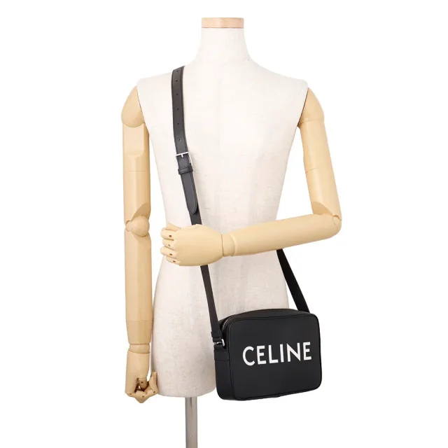 Celine logo messenger bag Black194503DOT Leather in Leather from GALLERY RARE, photo 5 of 18