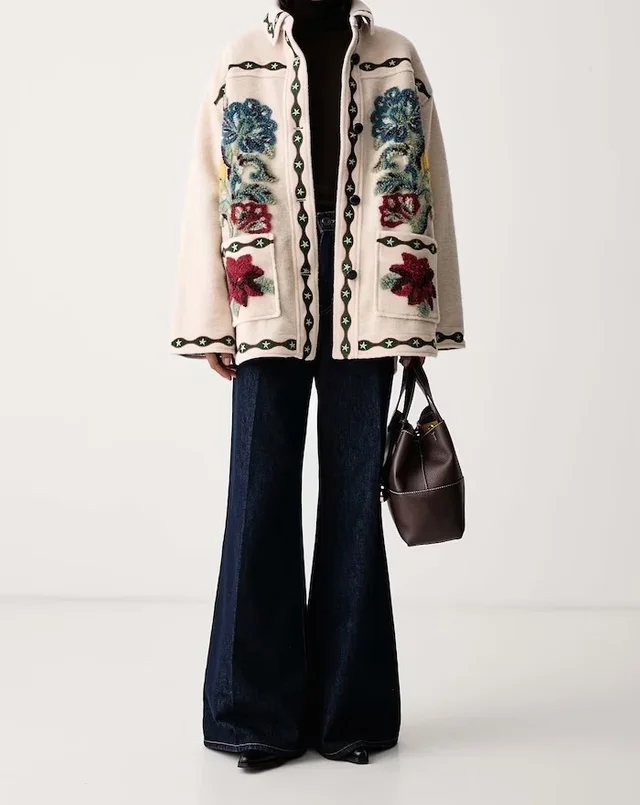 Farm Rio floral-embroidered button-up jacket, photo 2 of 5 from SENSER