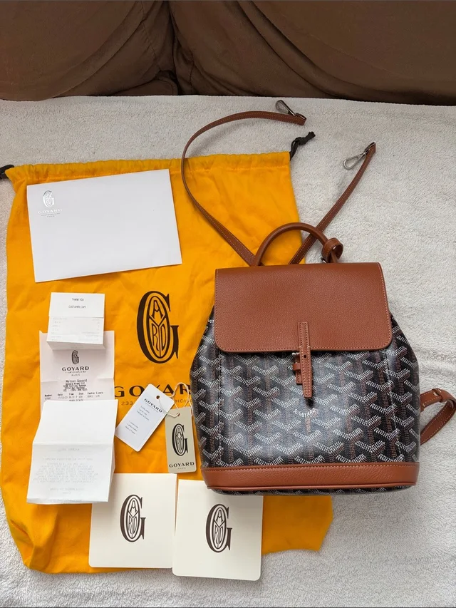 Goyard Brown And Black Chevron Backpack in black|brown|red Leather from Poshmark