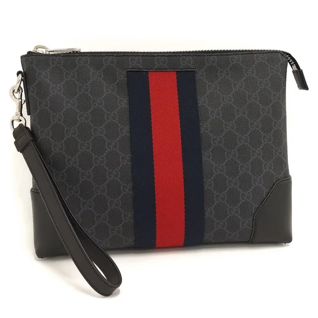 Gucci Sherry Clutch Leather Black in Black Leather from The Reluxe