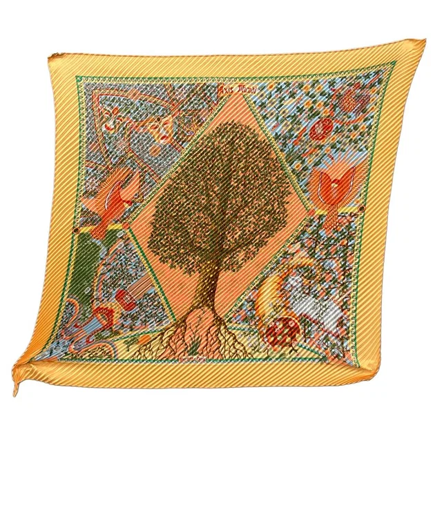 Hermès Scarf Carre 90 100% Silk Axis Mundi in Silk from The Reluxe