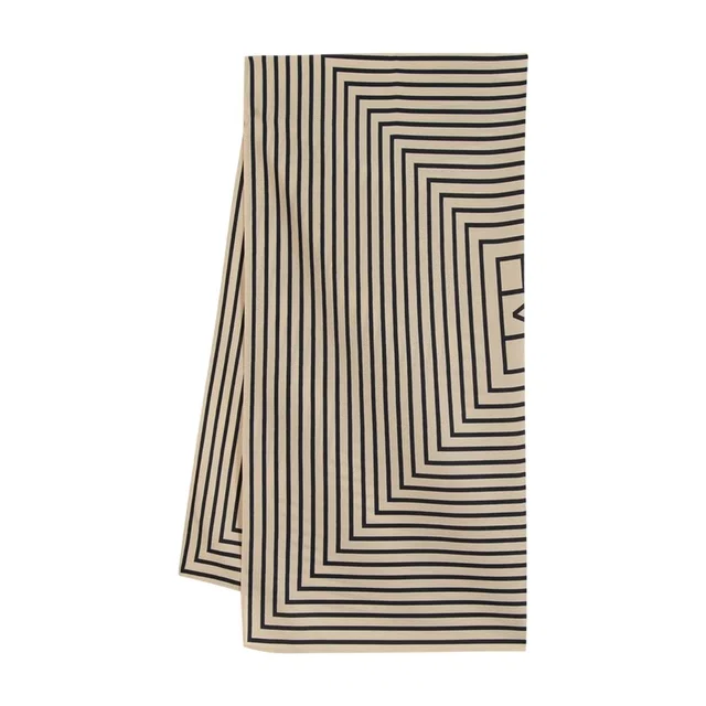 TOTEME Signature Monogram Striped Silk Scarf — Beige Scarfs in Beige Silk from HEWI