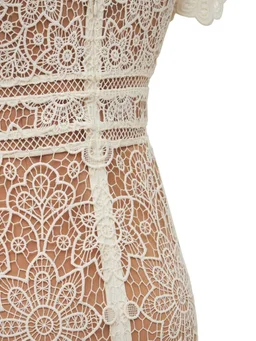 Self-portrait V-neck midi dress in 100% Polyester, photo 8 of 8 from LUISAVIAROMA