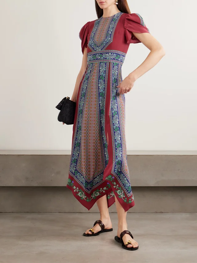 LA DOUBLEJ Cherie printed silk midi dress in Red, photo 2 of 2 from NET-A-PORTER (Canada)