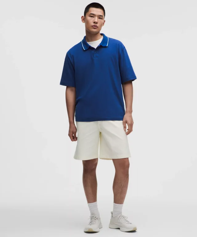 lululemon Mesh-Knit Jersey Short-Sleeve Polo Shirt in Clubhouse Blue, photo 2 of 6 from lululemon