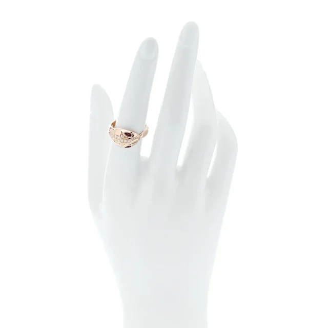 Bvlgari 18K Rose Gold Diamond Rubellite Serpenti Seduttori Ring 55 7.25 in Pink from FASHIONPHILE, photo 2 of 6