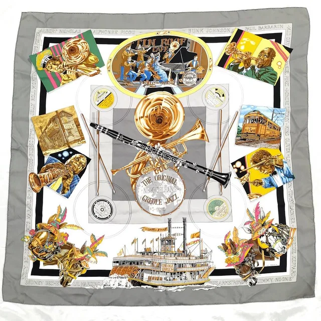 Hermès Large Scarf Carre 90 the Original New Orleans Creole Jazz Silk in Silk from The Reluxe