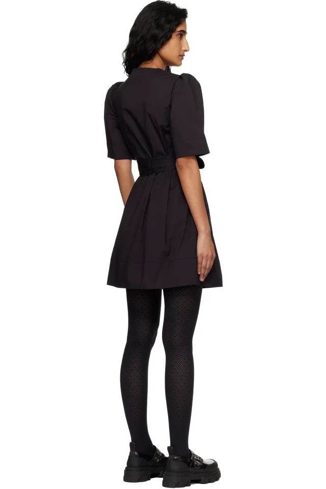 GANNI Black Cotton Minidress, photo 3 of 4 from SSENSE