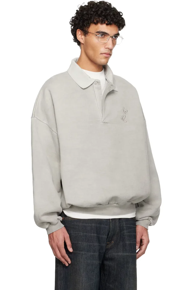 Fear of God ESSENTIALS Gray Holiday Embroidered Classic Polo, photo 2 of 4 from SSENSE