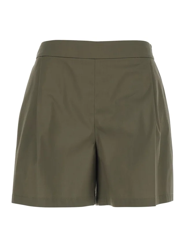 LEPLAIN Green Women's Shorts with Semi-Elasticated Waist and Side Closure in Cotton Blend in Green 66% Cotton 30% Nylon 4% Elastane, photo 2 of 6 from Gaudenzi Boutique