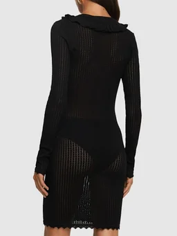 Alessandra Rich Straight dress with V-neckline in 100% Wool, photo 3 of 5 from LUISAVIAROMA