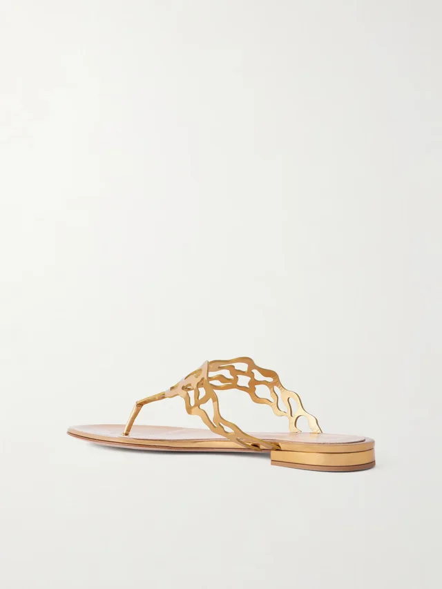 GIANVITO ROSSI Laser-cut mirrored-leather sandals in Metallic, photo 2 of 2 from NET-A-PORTER (Canada)