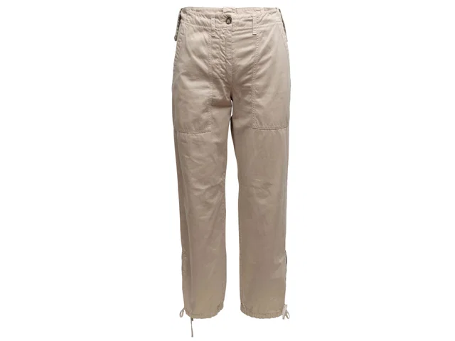 Beige Prada Straight-Leg Cotton Pants Size IT 38 in Beige from Designer Revival