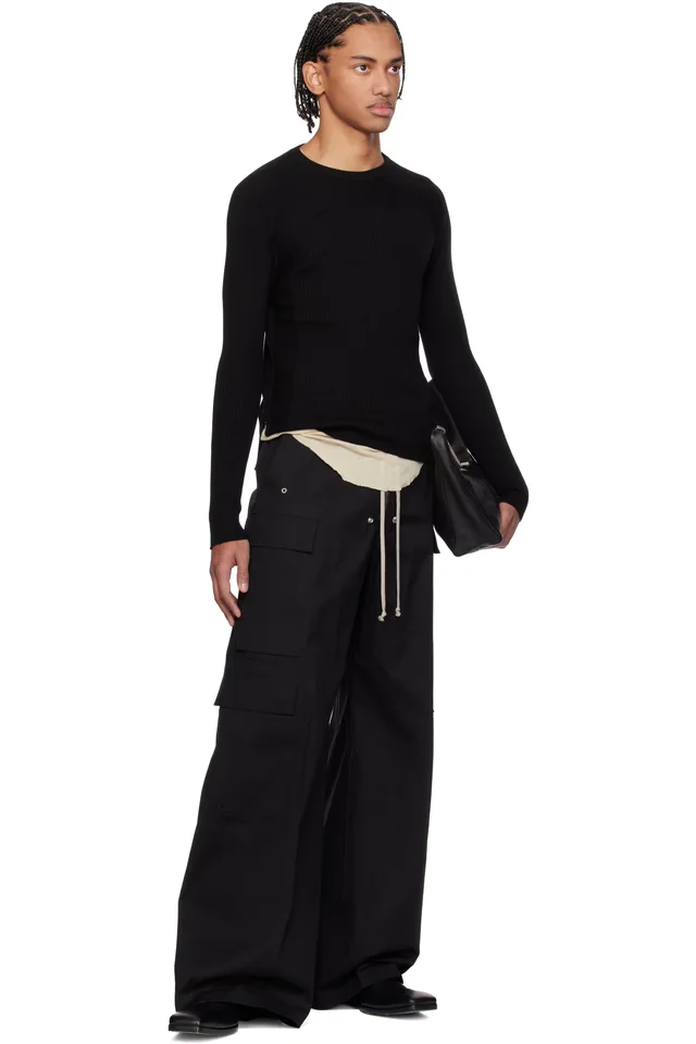 Rick Owens Black Temple Ribbed Geo Sweater, photo 4 of 4 from SSENSE