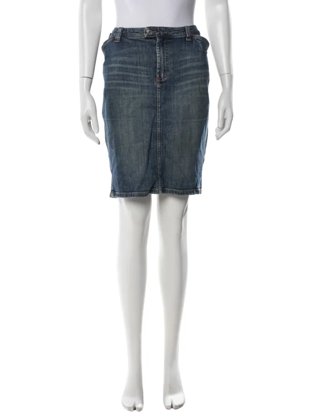 Dolce & Gabbana Embroidered Accent Knee-Length Skirt in blue from The RealReal