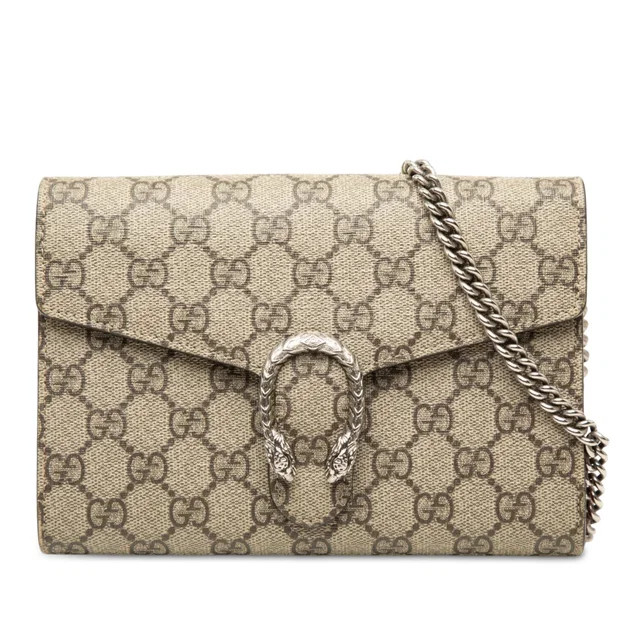 Beige Gucci GG Supreme Dionysus Wallet on Chain Crossbody Bag in Beige Coated canvas from Designer Revival
