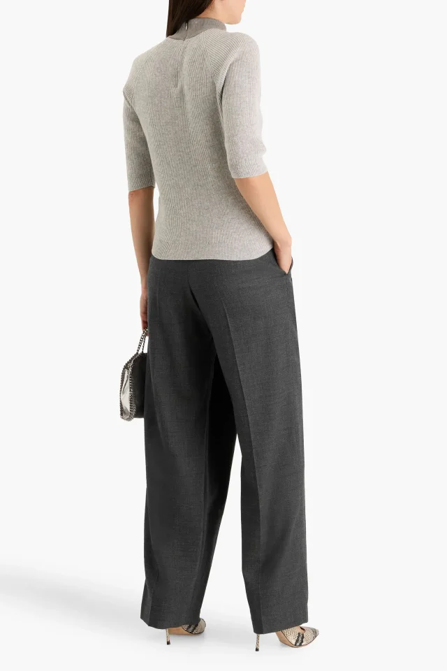 Brunello Cucinelli Wool-Blend Pleated Tapered Pants in Dark gray, photo 3 of 4 from THE OUTNET