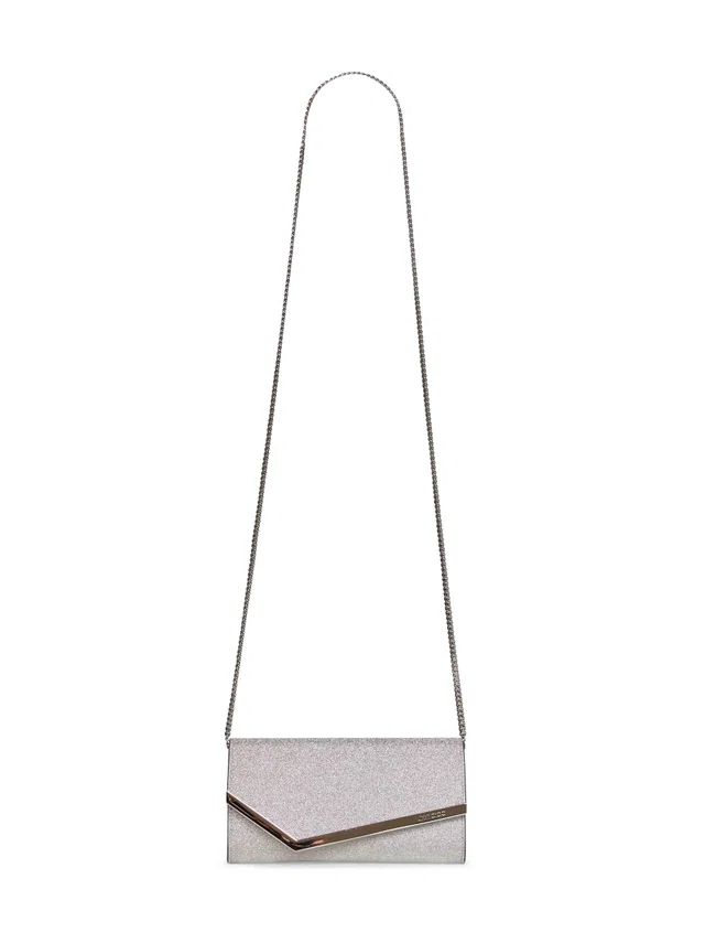 Jimmy Choo Emmie Clutch — Silver Cotton in Silver from HEWI