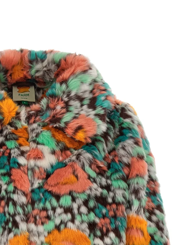 Farm Rio Floral Patterned Faux Fur Coat, photo 3 of 5 from SENSER