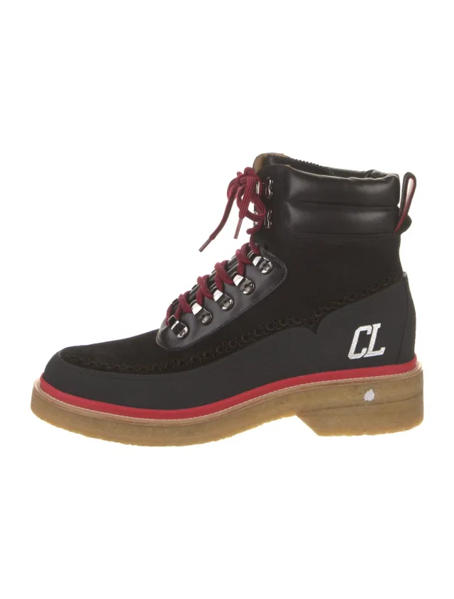 Christian Louboutin Suede Hiking Boots in black Suede from The RealReal